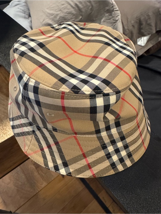 Burberry Other - Burberry Tan Plaid Bucket Hat with Black & Red Accents